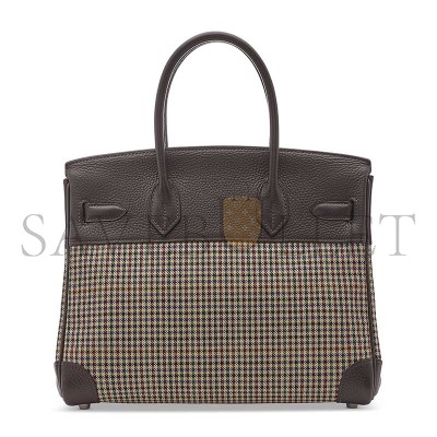 HERMÈS MASTER BIRKIN 30 TOGO AND PLAID WOOL PALLADIUM HARDWARE (30*23*15cm)